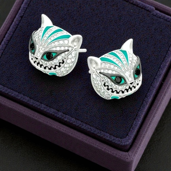 Cheshire Cat Rare & Special Alice in Wonderland Earring Necklace Set - Picture 2 of 5